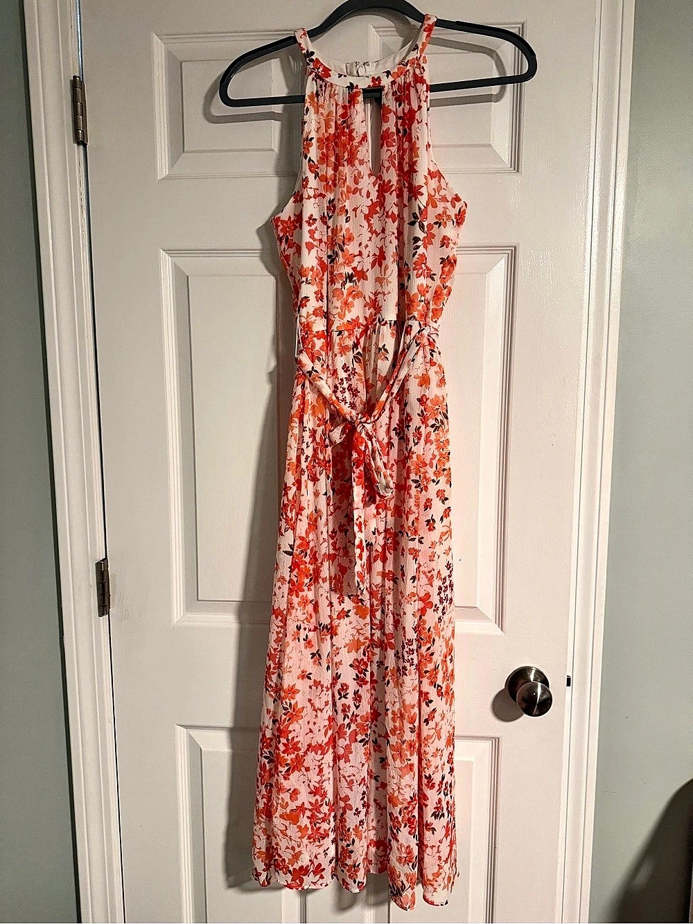 Floral Maxi Dress in White & Orange